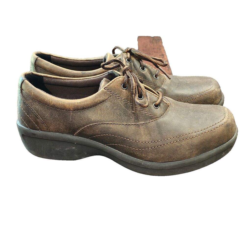 WORX by red wing womens 6.5M brown oxford work shoes non slip leather comfort
